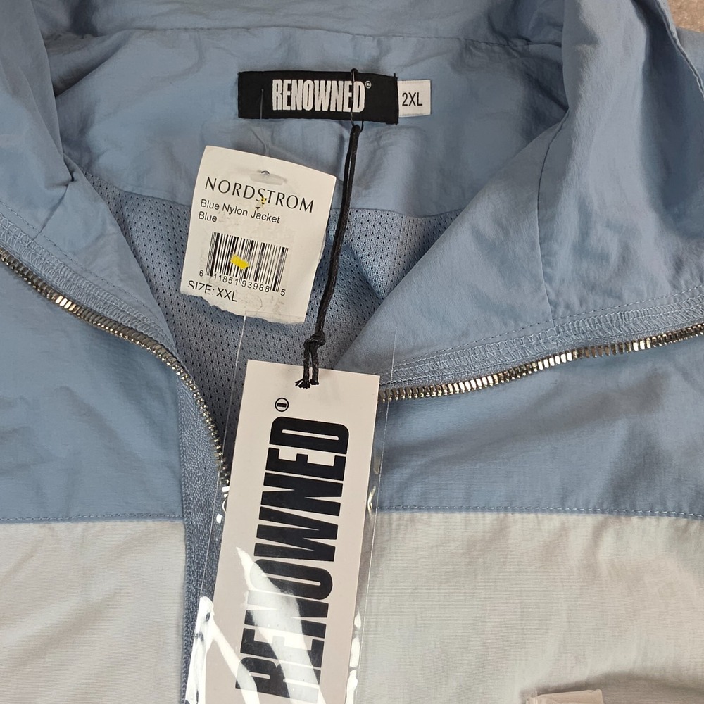 Renowned LA Track Jacket Mens 2XL Blue Nylon Full Zip 2 Pockets Windbreaker NWT - Picture 2 of 6